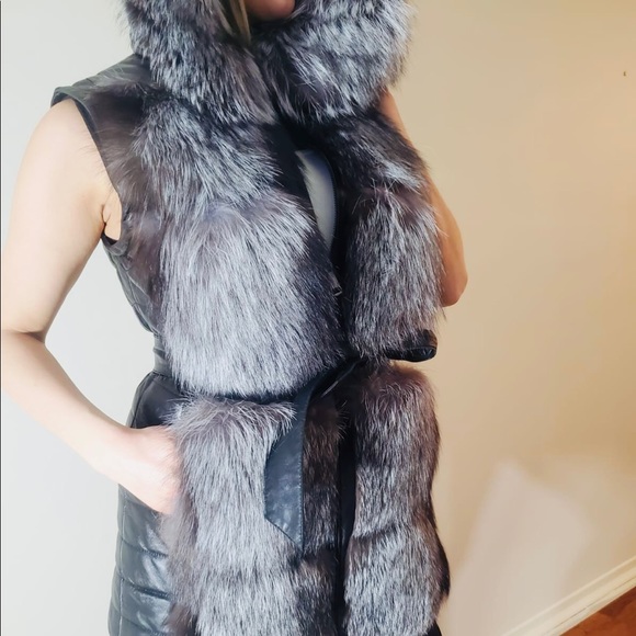 2-in-1 winter leather jacket with silver fox - Picture 15 of 16